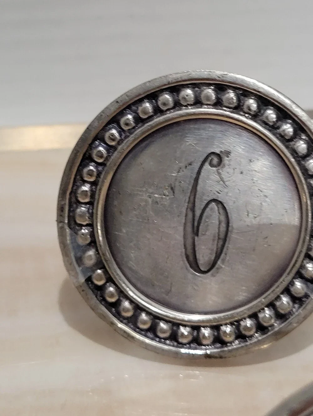 Pottery Barn Set Of 6 Napkin Rings Silver Disk Monogramed Numbers 1 Thru 6